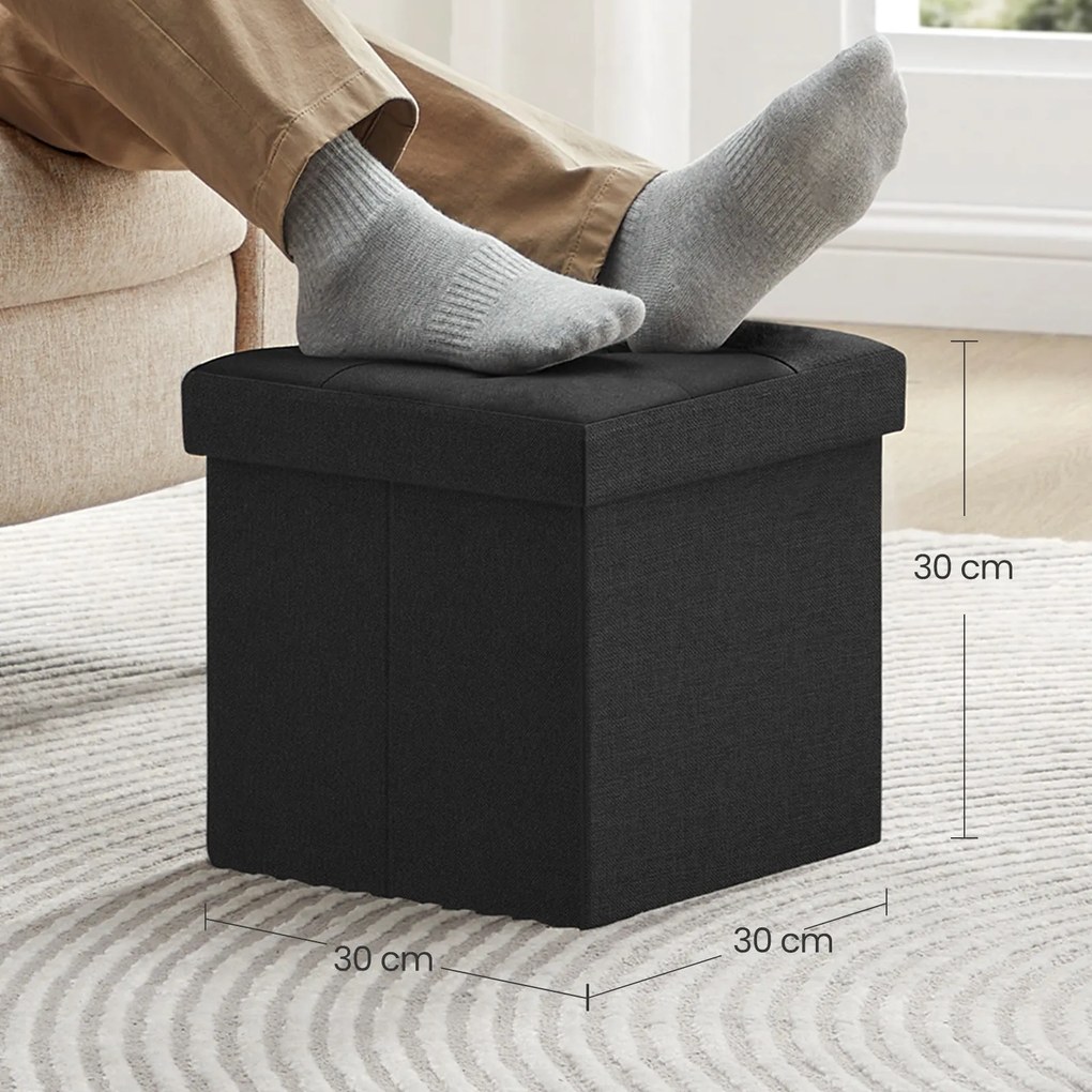 Banco com espaço de arrumação 30 x 30 x 30 cm preto