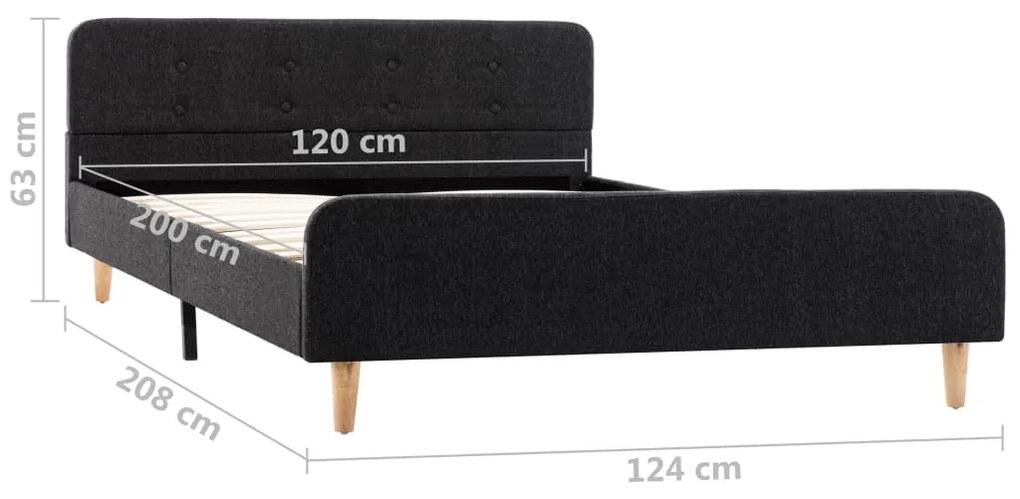 Estrutura de cama 120x200 cm serapilheira cinzento-escuro