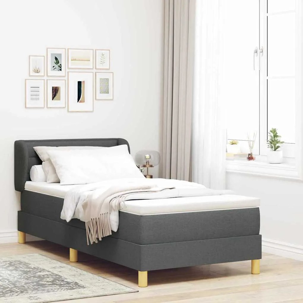 vidaXL Cama Box com colchão Cinzento escuro 80 x 200 cm tecido