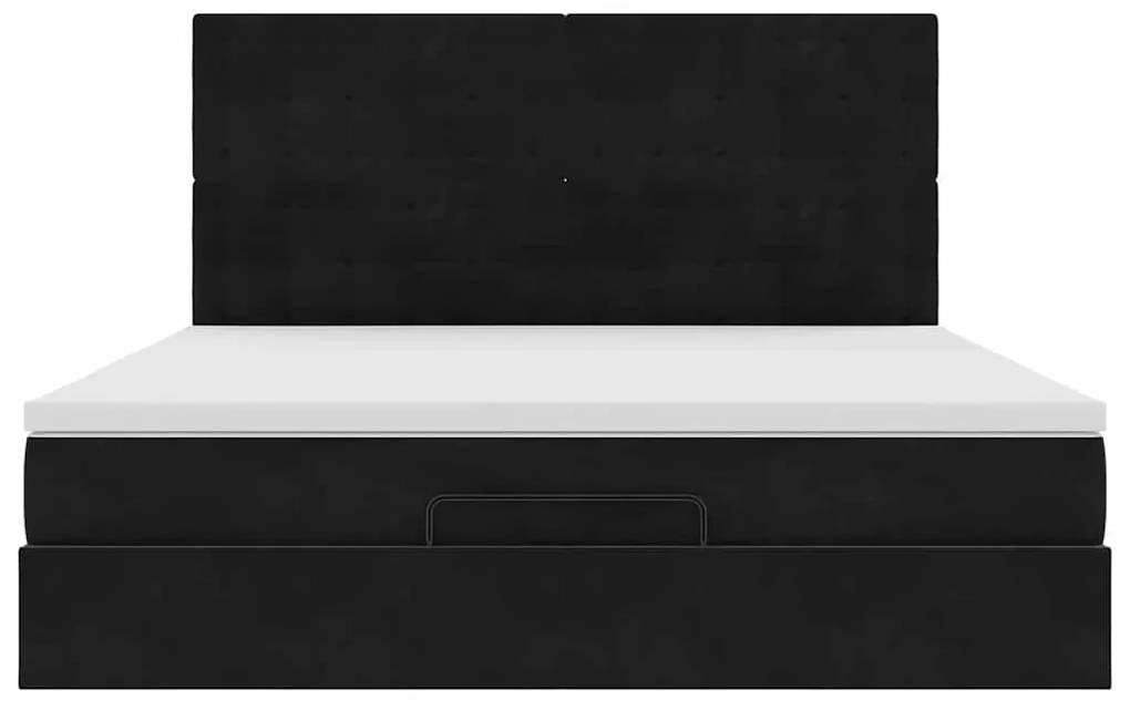 Estrutura de cama otomana com colchões 160x200 cm veludo preto