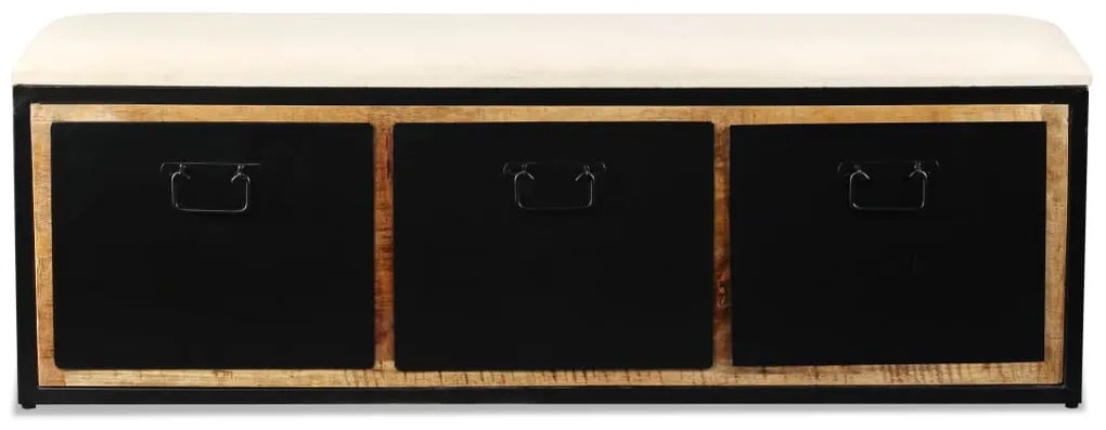 Banco armazenamento com 3 gavetas mangueira maciça 120x30x40cm
