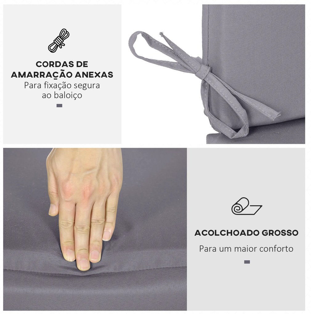 Almofada para Baloiço de 2 Peças 130x45x5 cm Almofada para Baloiço de