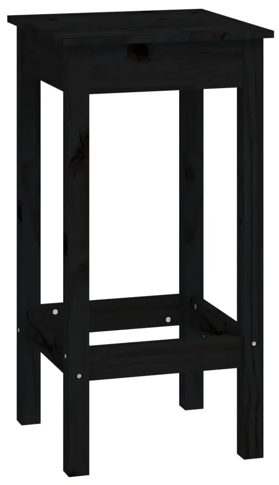9 pcs conjunto de bar pinho maciço preto