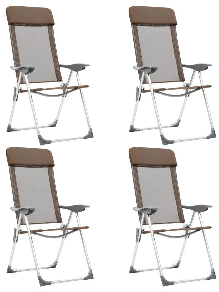 Cadeiras de campismo dobráveis 4 pcs alumínio castanho