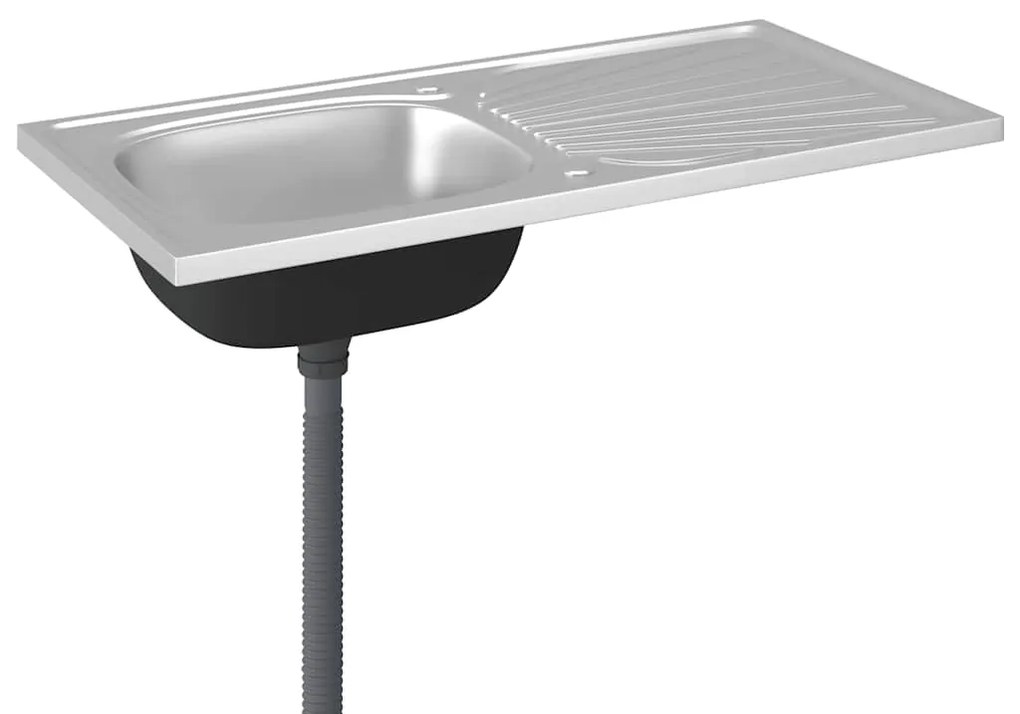 Lava-louça cozinha + escorredor aço inox prateado