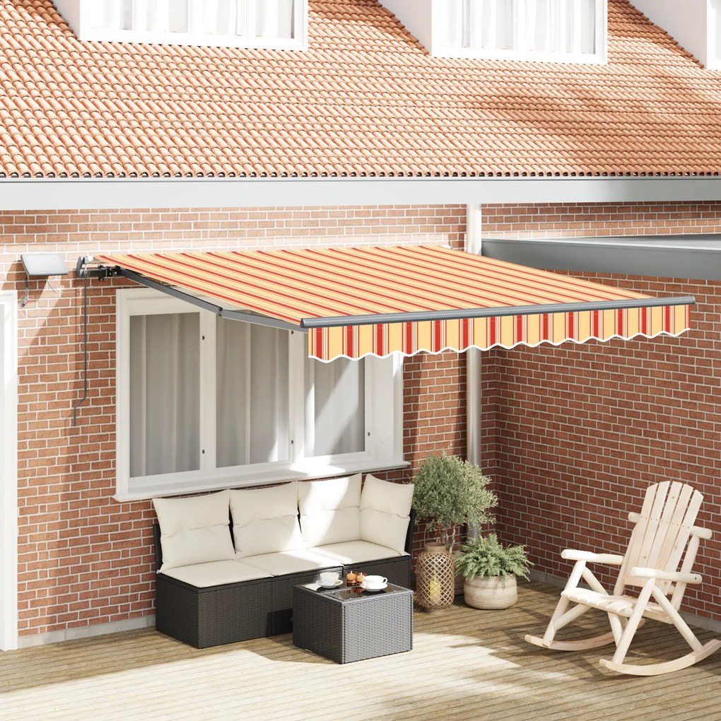 vidaXL Toldo Retrátil Manual com LED Amarelo e Laranja 300x250 cm
