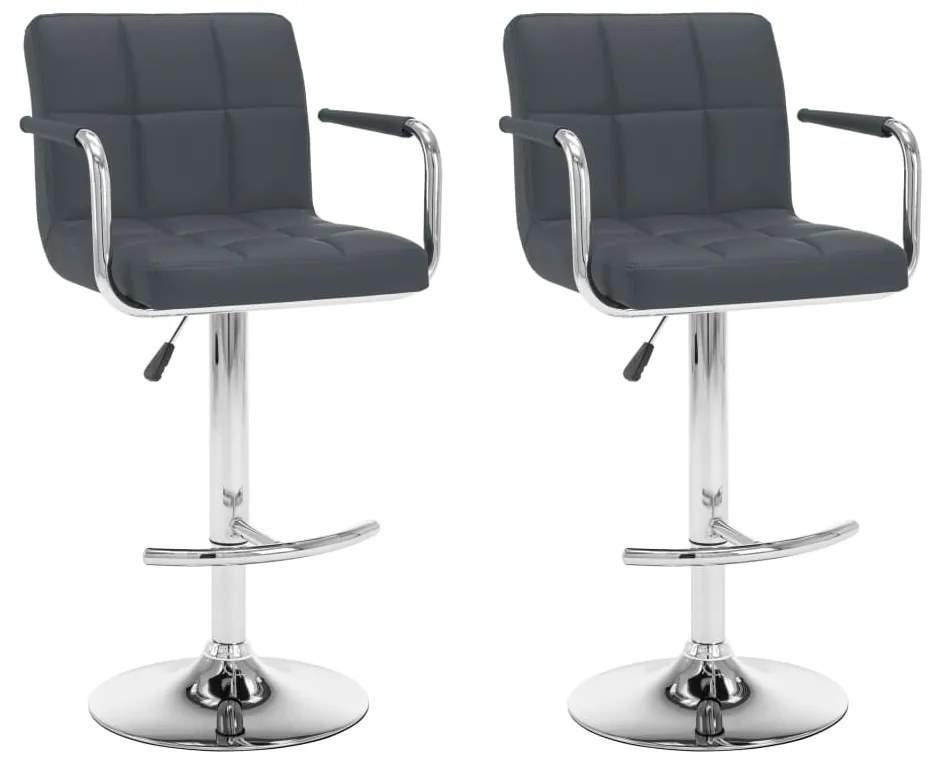 Bancos de bar 2 pcs couro artificial cinzento