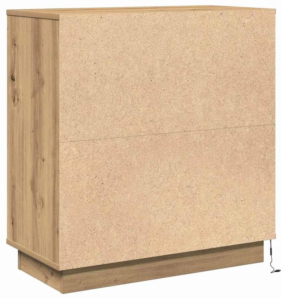 Criado-mudo vidaXL com LED Carvalho Artesanal 71x34,5x75 cm Madeira de