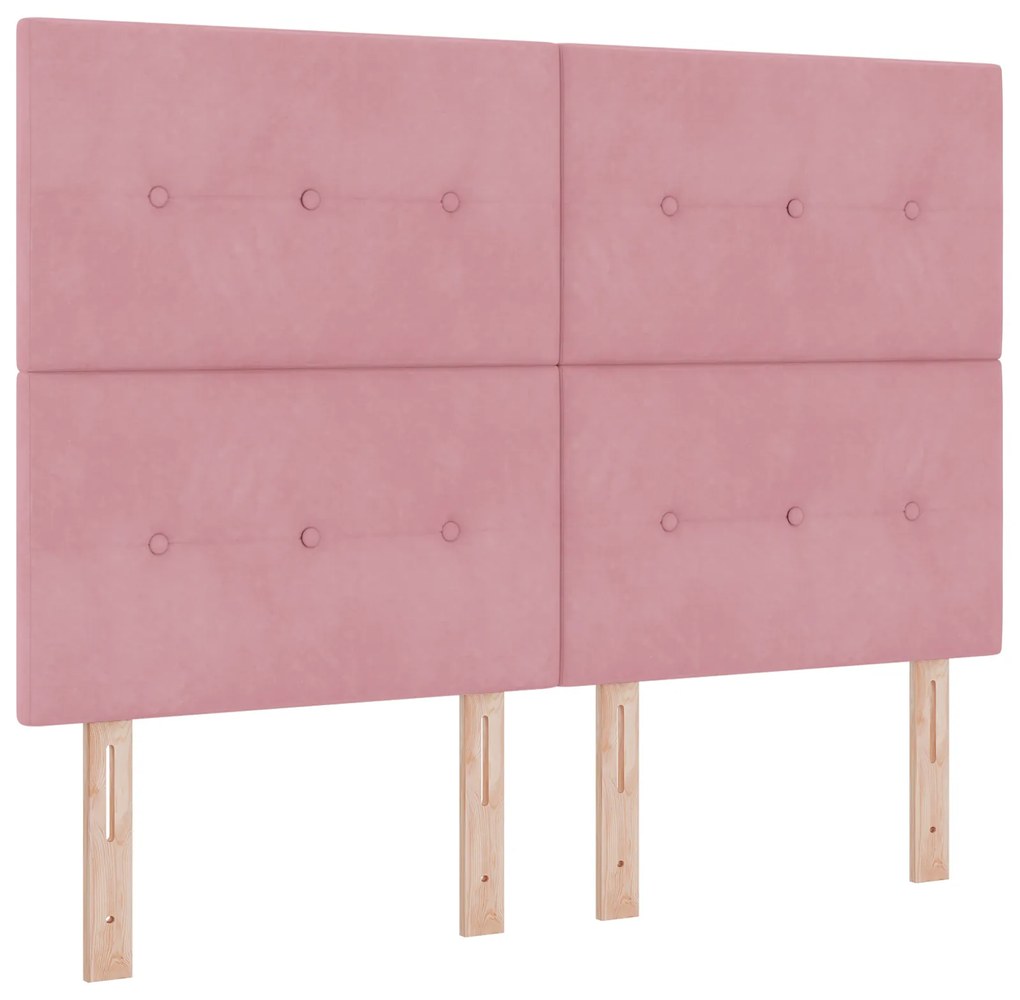 Cabeceira vidaXL Botão Almofadada Rosa 140 cm Veludo