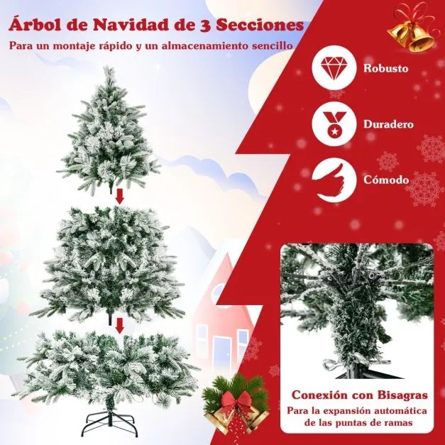 Árvore de Natal Artificial, Luzes LED Brancas Quentes 130 x 56 x 215 cm Verde