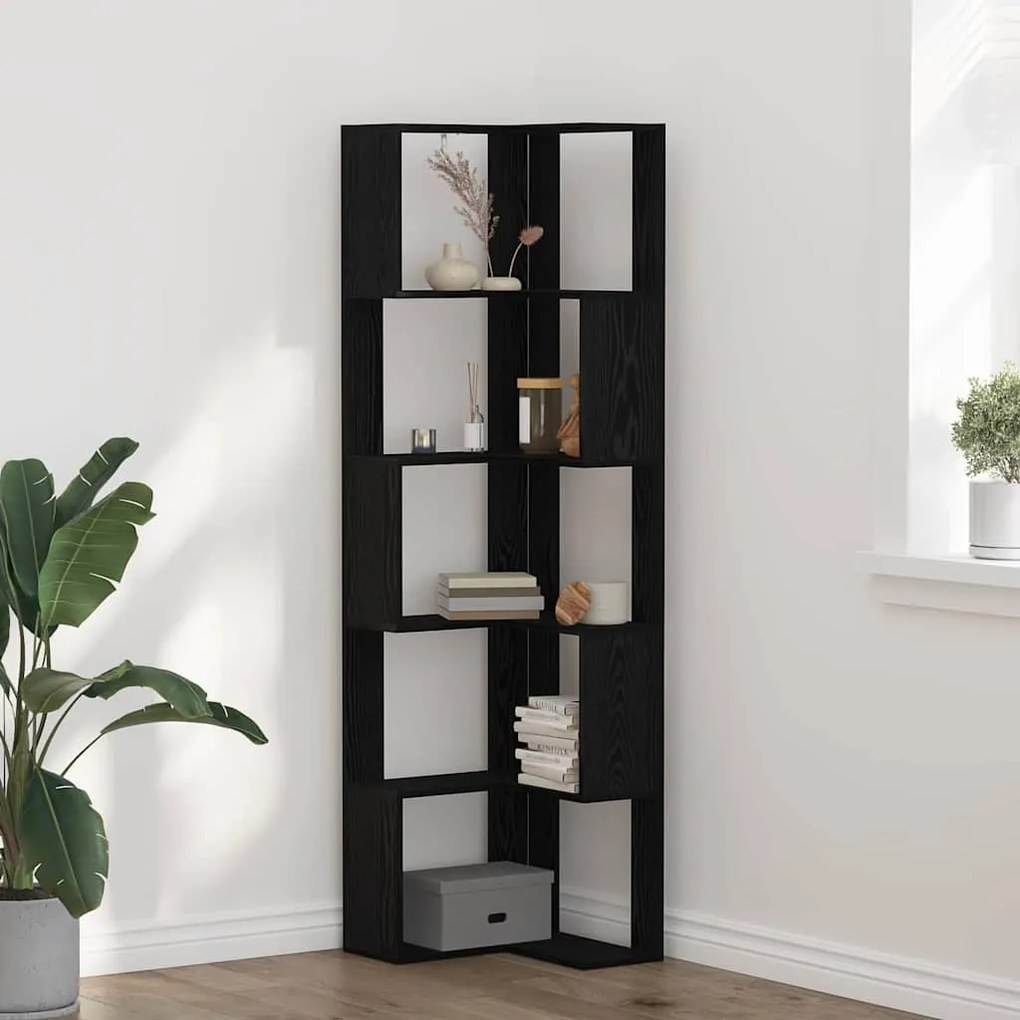 vidaXL Estante de Canto Carvalho preto 50 x 50 x 179 cm
