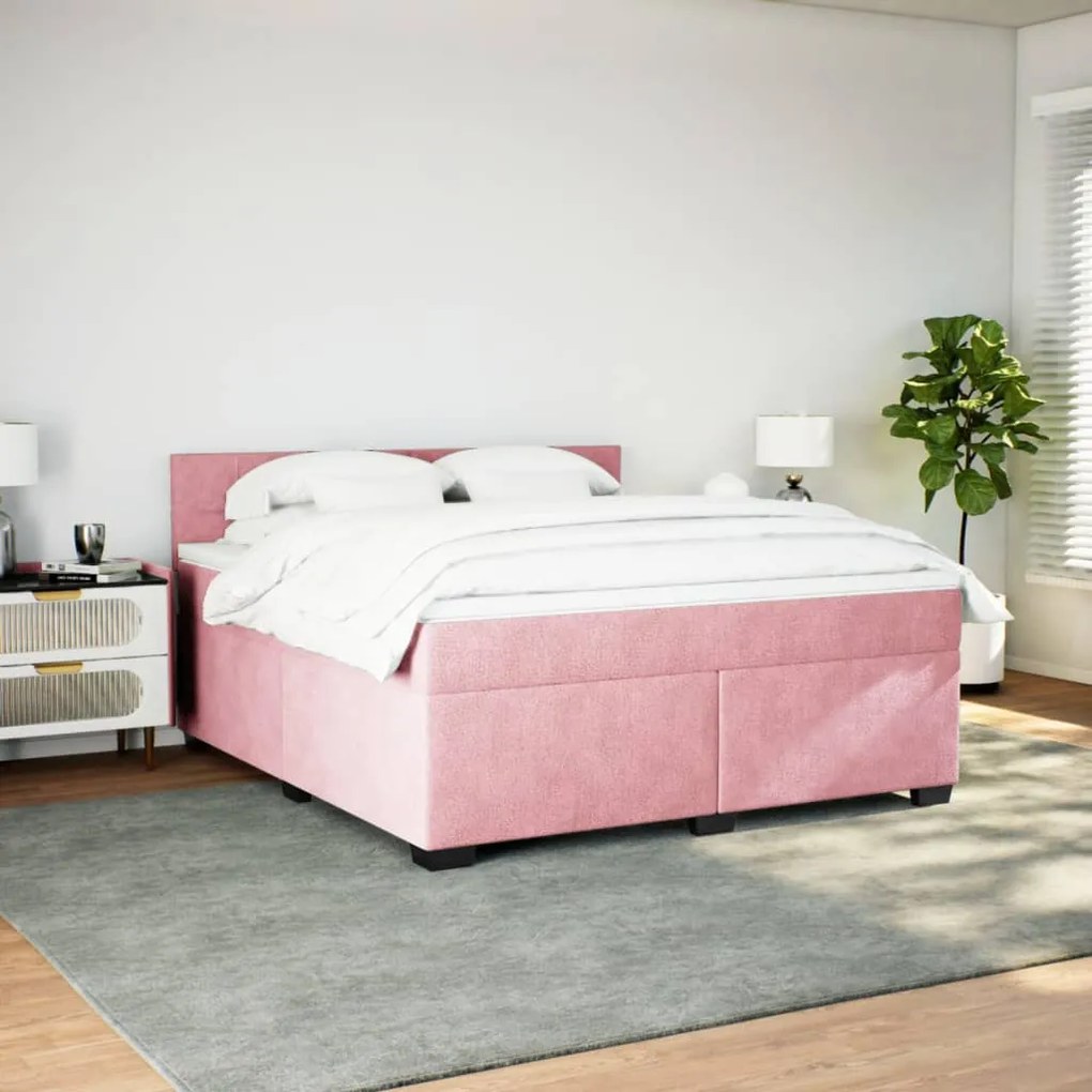 Cama com molas/colchão 180x200 cm veludo rosa