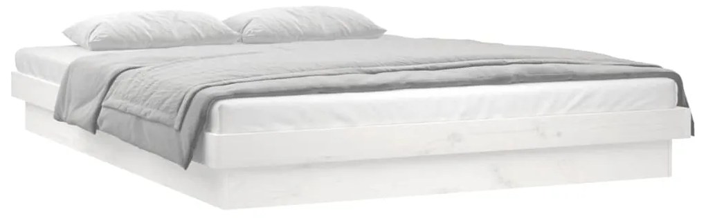 Estrutura cama c/ LED pequena casal 120x190 cm pinho branco