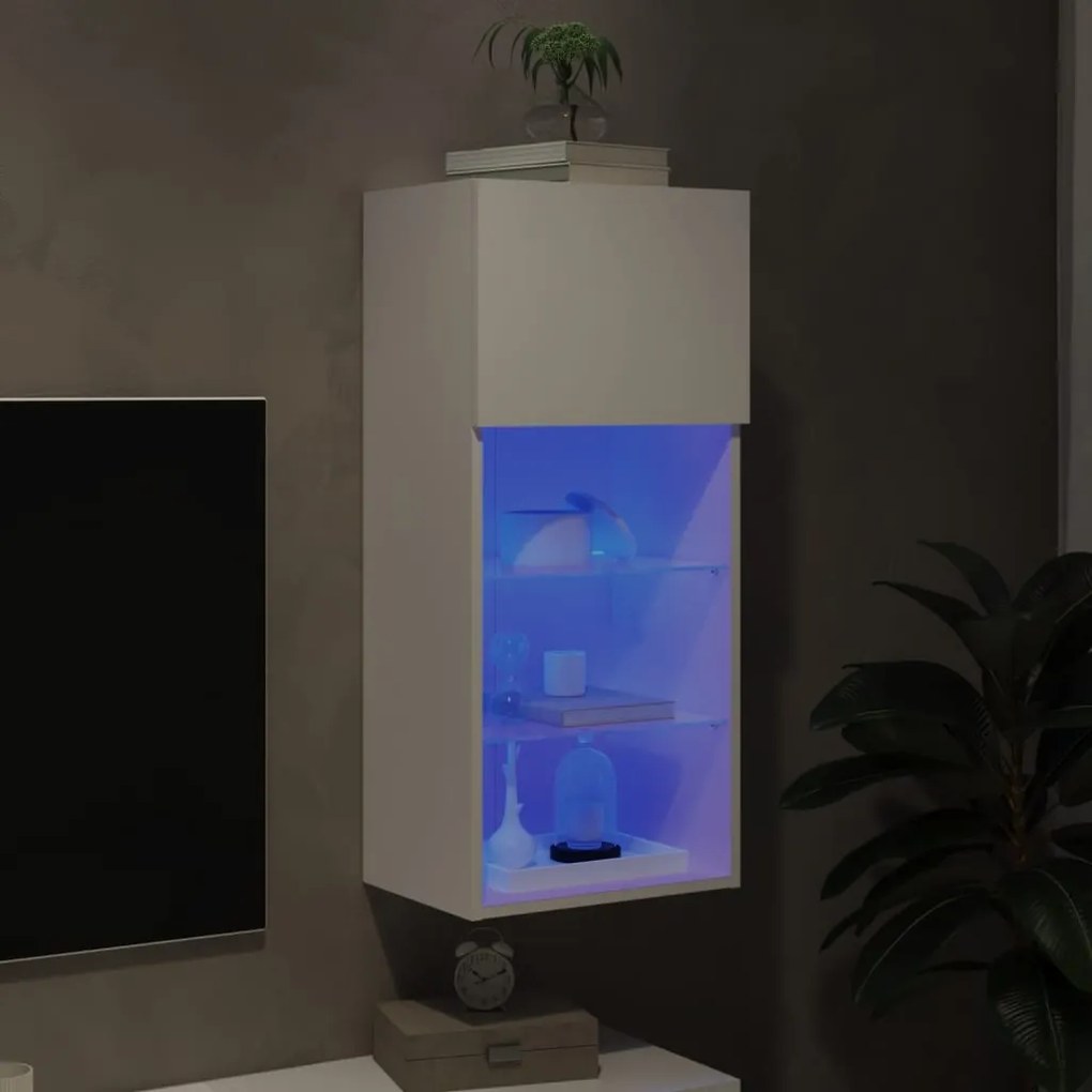 Móvel de TV com luzes LED 40,5x30x90 cm branco