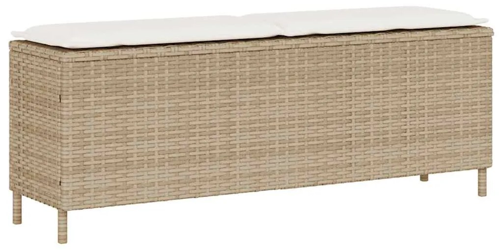 vidaXL Banco de jardim com almofadão 110x30x40,5 cm vime PE bege