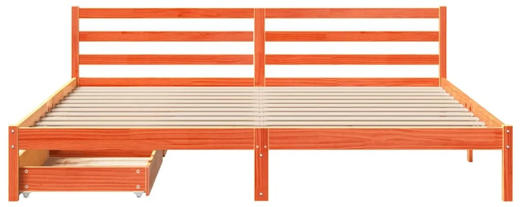 Cama sem colchão 200x200 cm pinho maciço castanho-mel