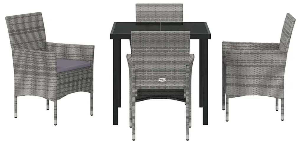 Conjunto de Jantar de Jardim 5 Peças em Rattan Sintético Cinza