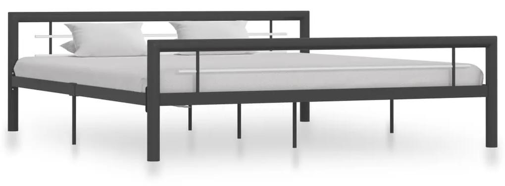 Estrutura de cama 180x200 cm metal cinzento e branco