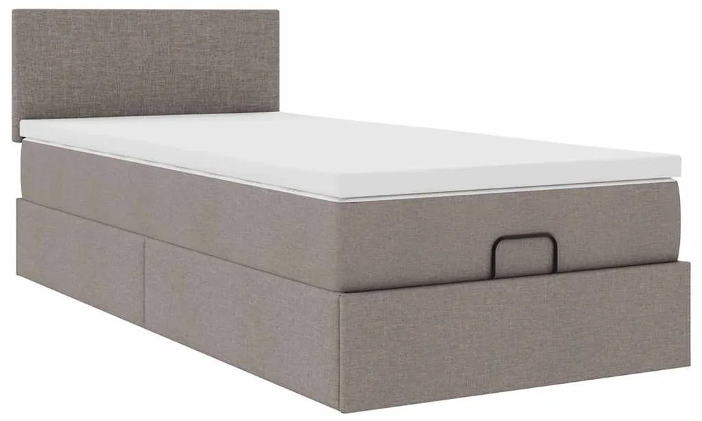 Cama otomana com colchão 100x200 cm tecido cinza