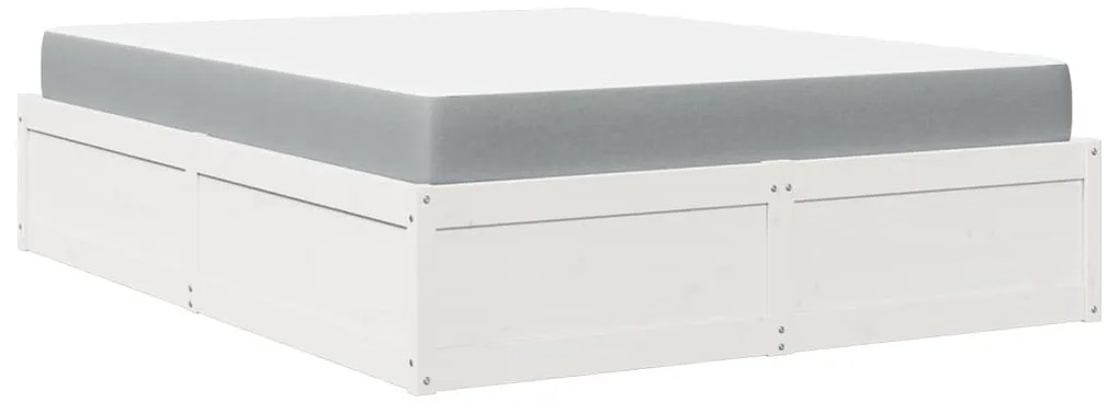 Cama com colchão 160x200 cm madeira de pinho maciça branco