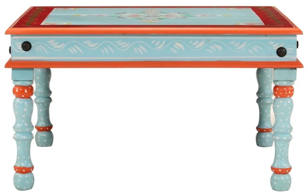 Mesa de centro pintada à mão mangueira maciça azul