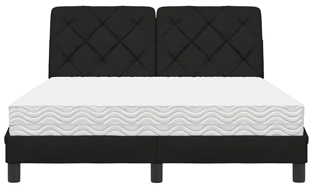 Cama com colchão 140x200 cm tecido preto