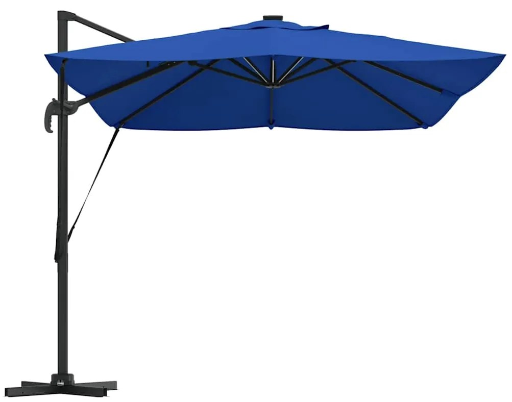 Guarda-sol Cantilever Roma da , com LEDs azuis, medindo 352x251x265 cm