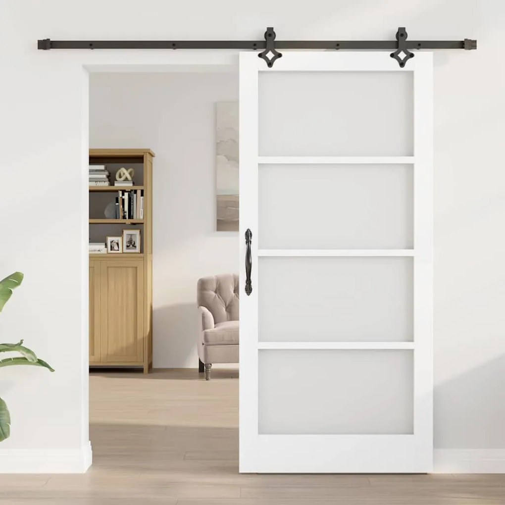 Porta Deslizante vidaXL com Conjunto de Hardware Branco 93x202 cm em M