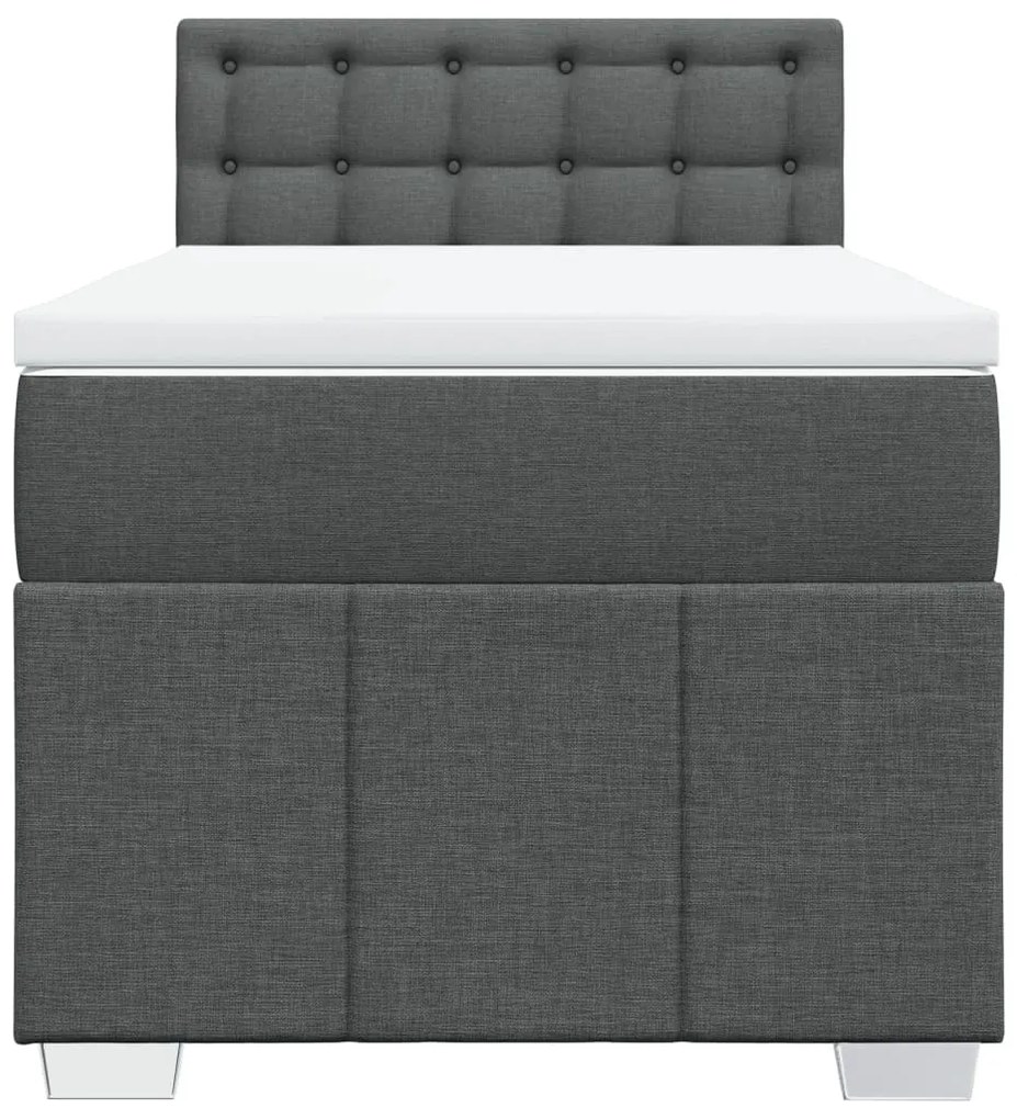Cama com molas/colchão 90x200 cm tecido cinzento-escuro