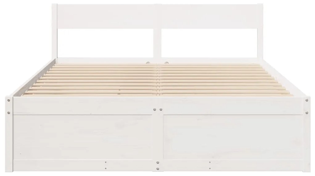 Cama sem colchão 140x200 cm madeira de pinho maciça branco