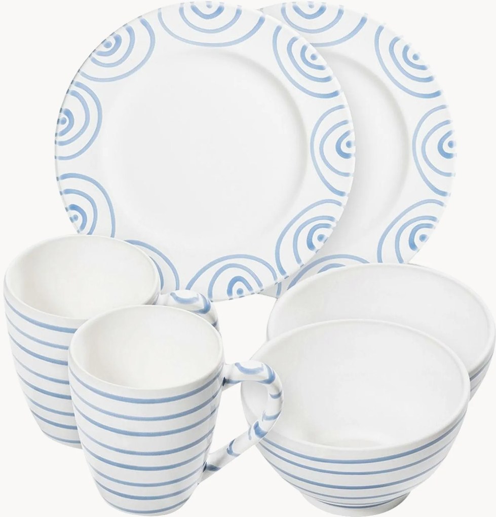 Conjunto de pequeno-almoço artesanal Blaugeflammt, 2 pessoas, conjunto de 6