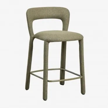 Conjunto De 4 Bancos Altos Com Encosto Estofado Brusel ↑65 Cm & Tecido Verde Sálvia - Sklum