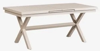Rectangular Extensible Dining Table In Aluminum Karena Tapioca Bege & 180 - 240 X 90 Cm - Sklum