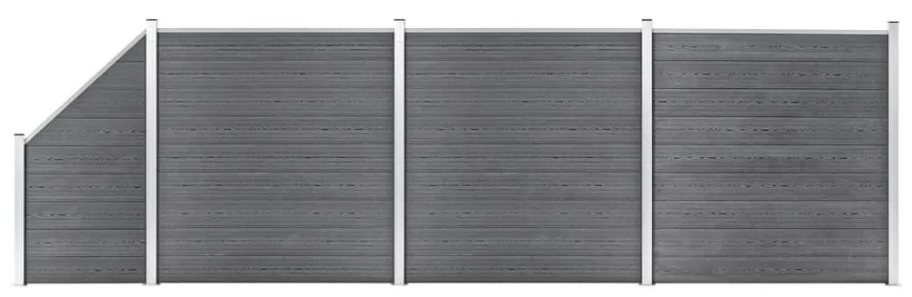 Painel vedação WPC 3 quadrados + 1 inclinado 619x186cm cinzento