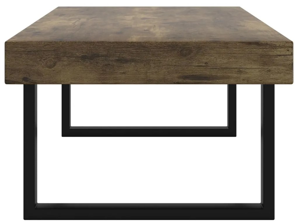 Mesa de centro 120x60x40 cm MDF e ferro castanho-escuro e preto