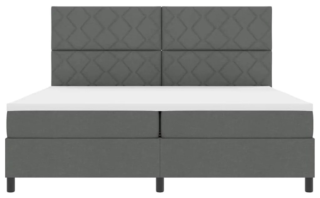 Cama Box com Colchão e LED em Cinza Escuro, 200x200 cm