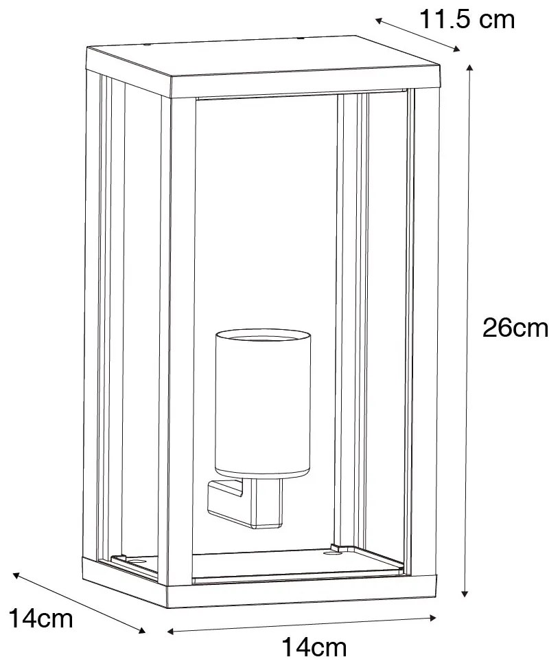 Candeeiro de Parede Inteligente Preto para Exterior com Vidro Canelado incl. WiFi A60 - Charlois