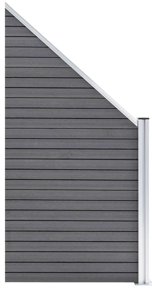 Painel vedação WPC 3 quadrados + 1 inclinado 619x186cm cinzento
