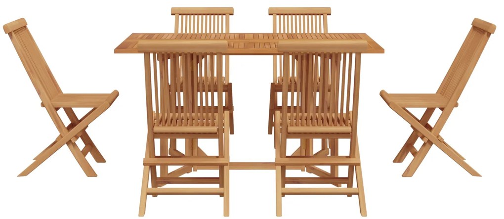 Conjunto de Jantar de Jardim 7 Peças de Madeira Sólida de Teca