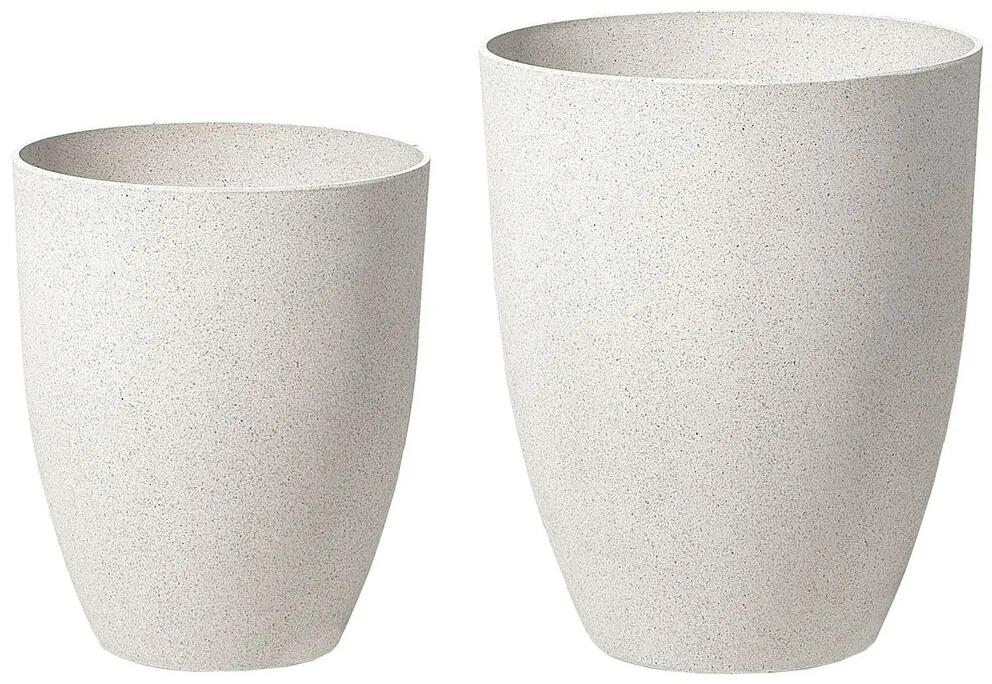 Conjunto de 2 vasos para plantas branco nata CROTON Beliani