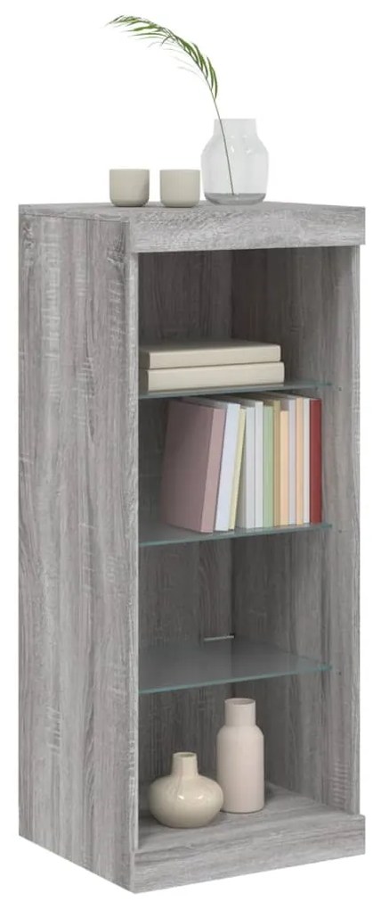 Aparador com luzes LED 41x37x100 cm cinzento sonoma