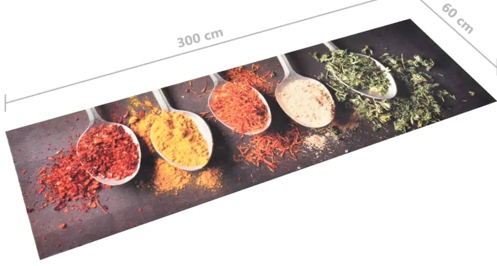 Tapete de cozinha lavável com design de colheres 60x300 cm