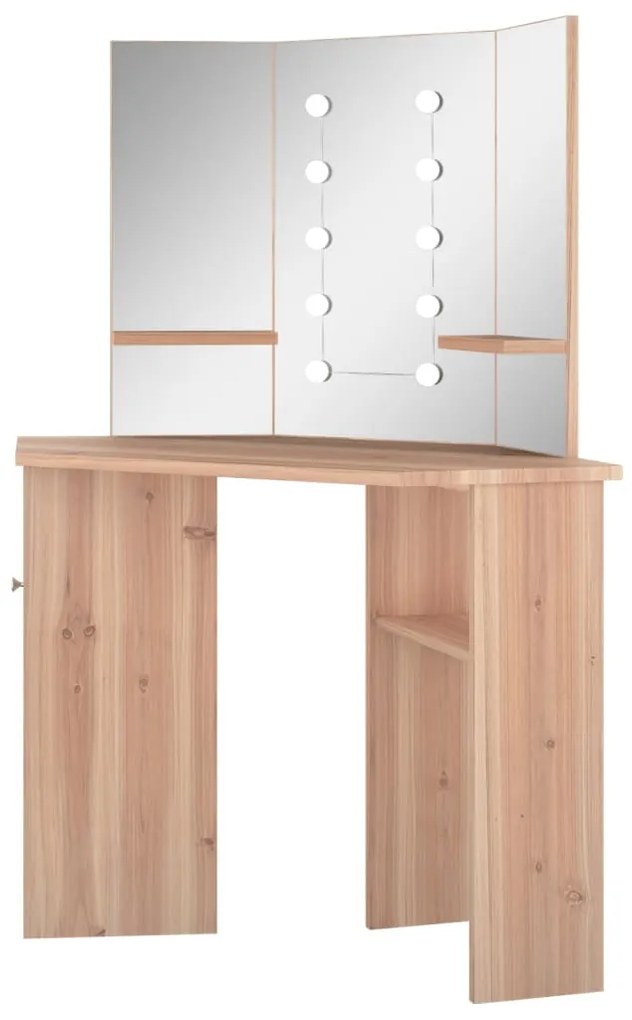 Toucador de canto com LED 111x54x141,5 cm carvalho