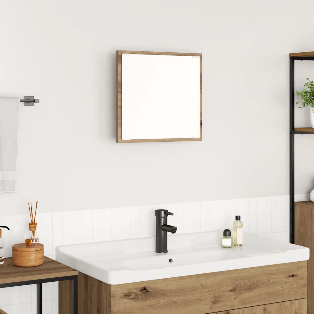 vidaXL Espelho de Casa de Banho LED Carvalho Artesanal 40x8.5x37 cm Madeira engenheirada