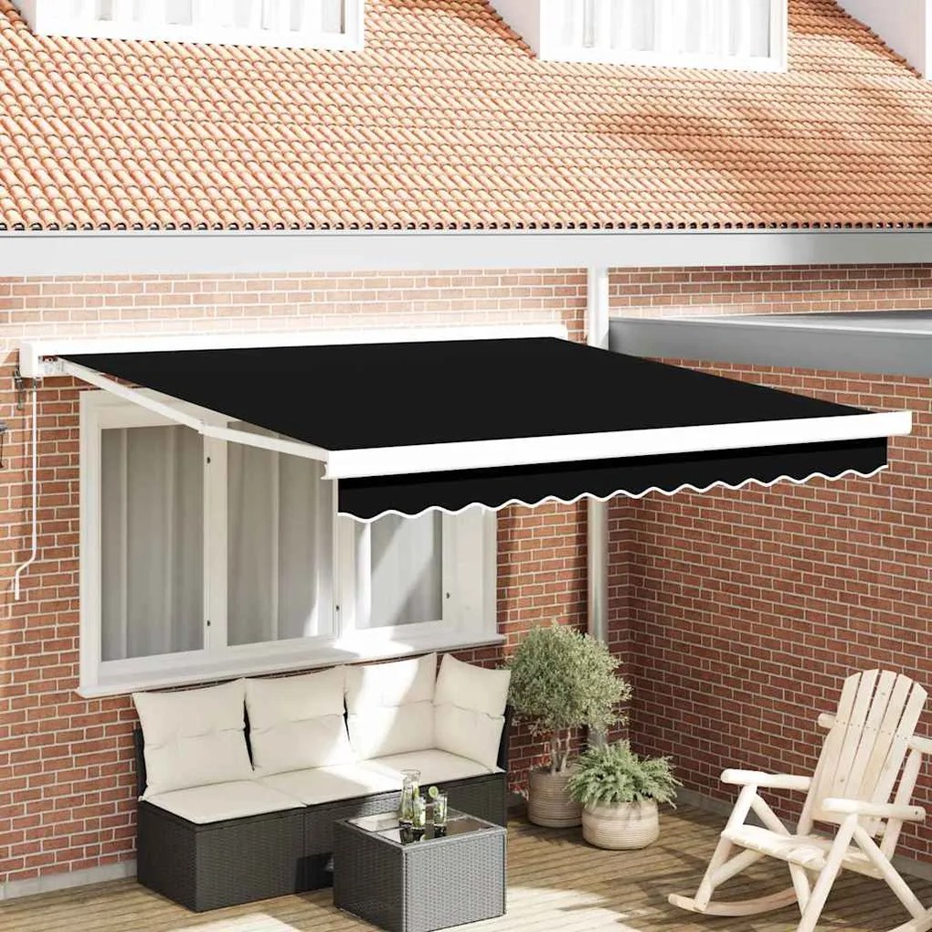 vidaXL Toldo Retrátil Automático Preto 300x250 cm