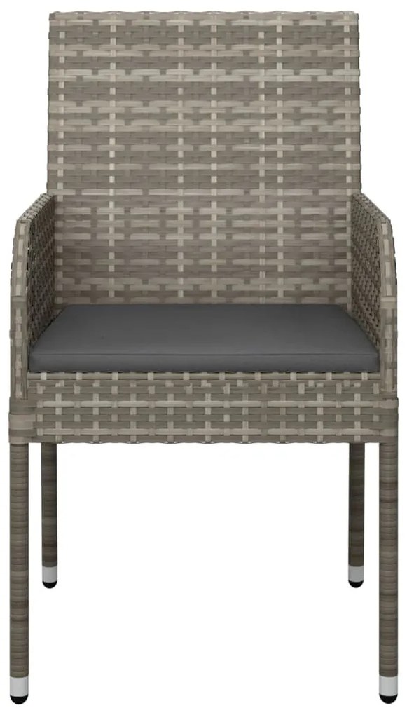 Cadeiras de jardim c/ almofadões 4 pcs vime PE cinzento