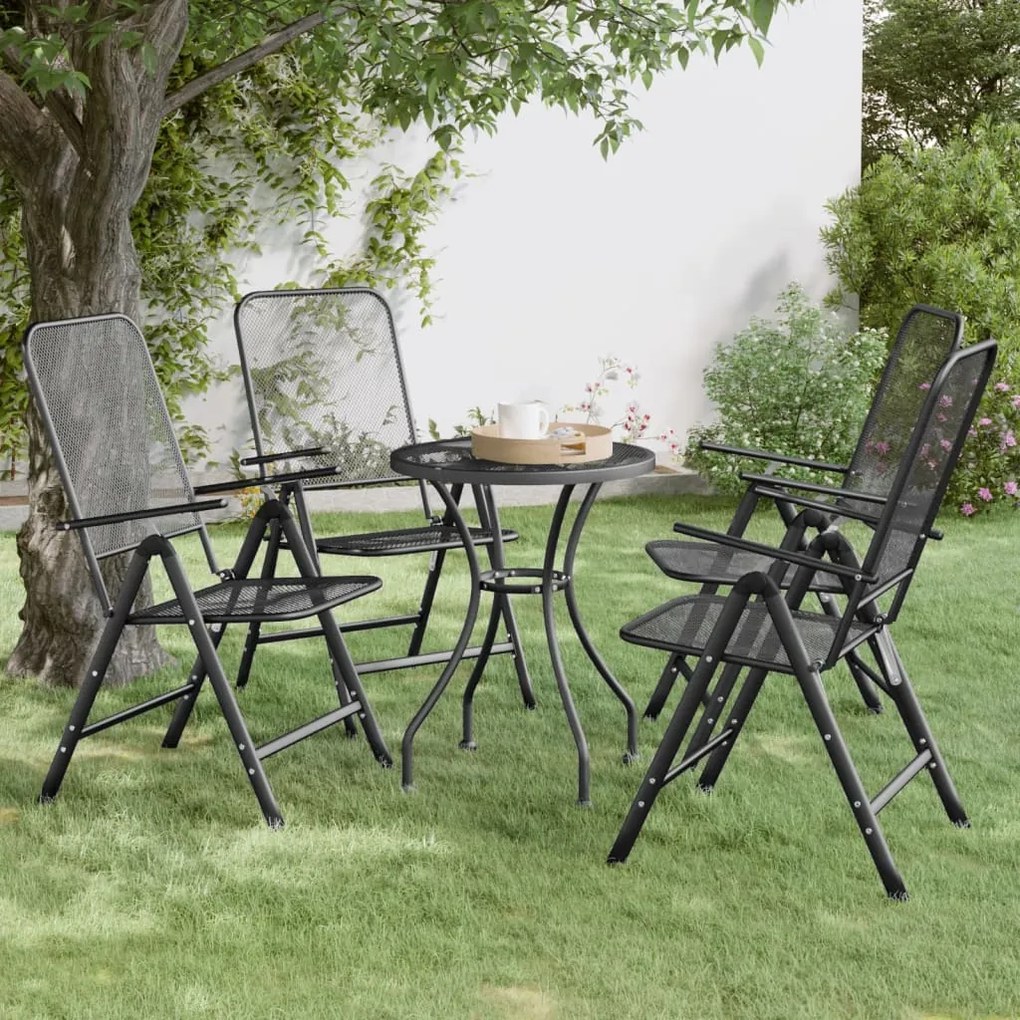 vidaXL Cadeiras jardim dobráveis 4 pcs malha metal expandido antracite