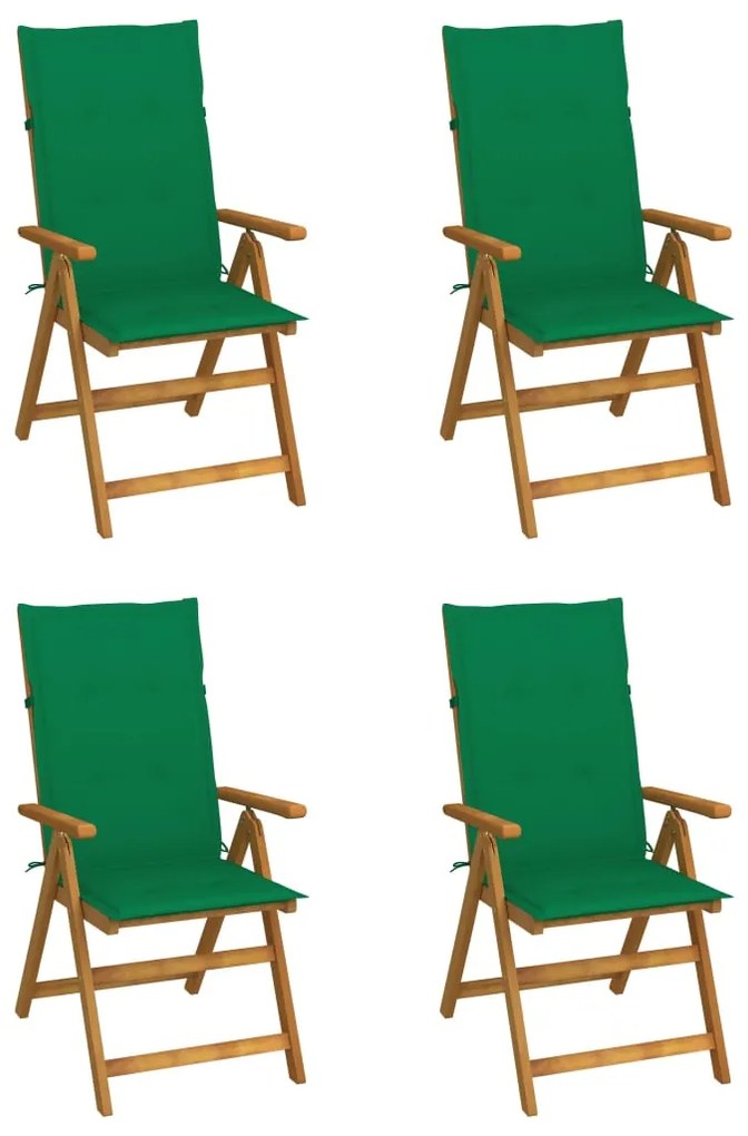 vidaXL Cadeiras jardim reclináveis c/ almofadões 4 pcs acácia maciça