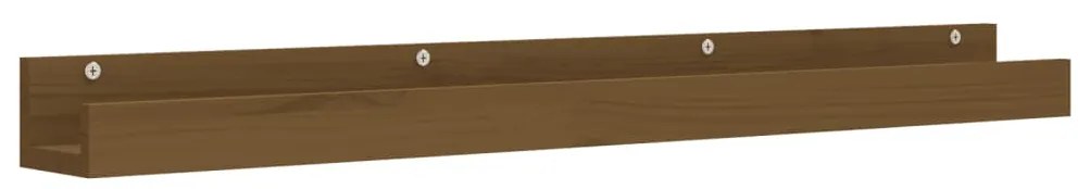 Prateleiras de parede 2pcs 110x12x9cm pinho maciço castanho-mel