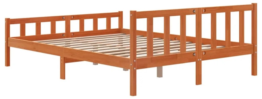 Estrutura cama c/ cabeceira 150x200cm pinho maciço castanho-mel